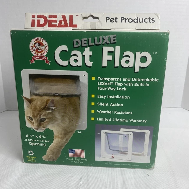 IDEAL PET PRODUCTS DELUXE PUERTA CON SOLAPA PARA GATOS 6 1/4"" x 6 1/4"" APERTURA 4 VÍAS BLOQUEO