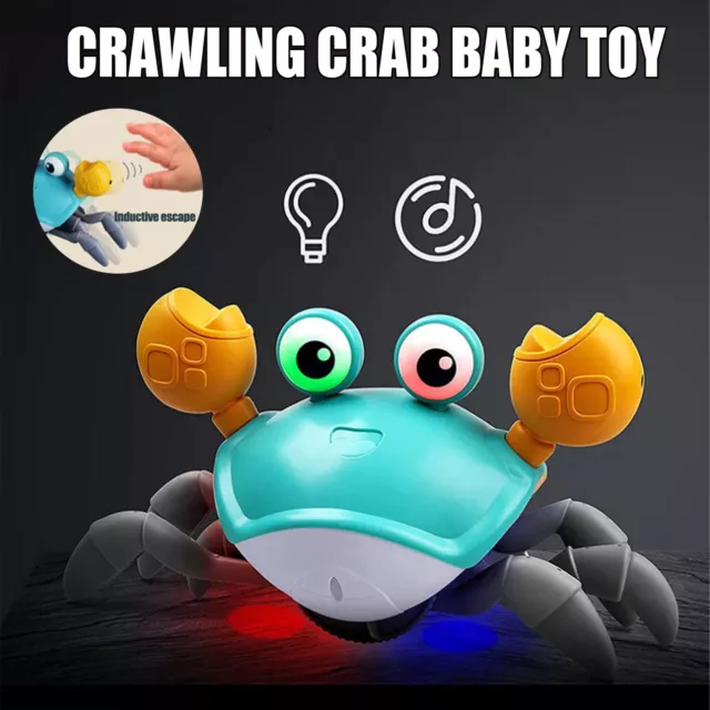 Electric Music Crawling Crab Baby Toy LED Light Up Kids Toddler Interactive Toys