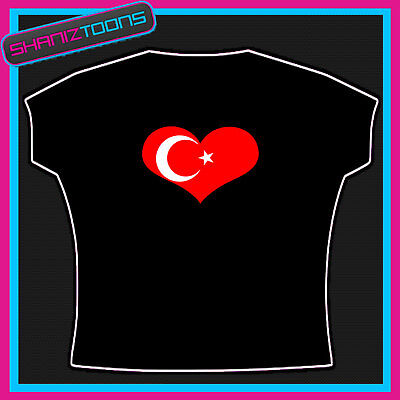 I Love Heart Turkey Flag Emblem Cool Tshirt Design