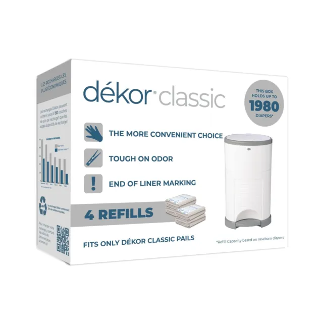 Diaper Dekor Classic Diaper Pail Liner Refills, 4 Pack 4 Count (Pack of 1)