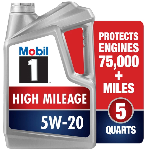 New Mobil 1 High Mileage Full Synthetic Motor Oil 5W-20, 5 qt 2 Pack