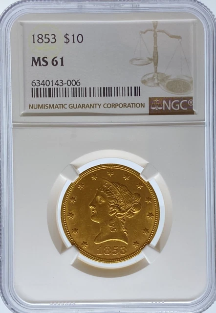 1853 $10 Liberty MS61 NGC (#PA6340143006)