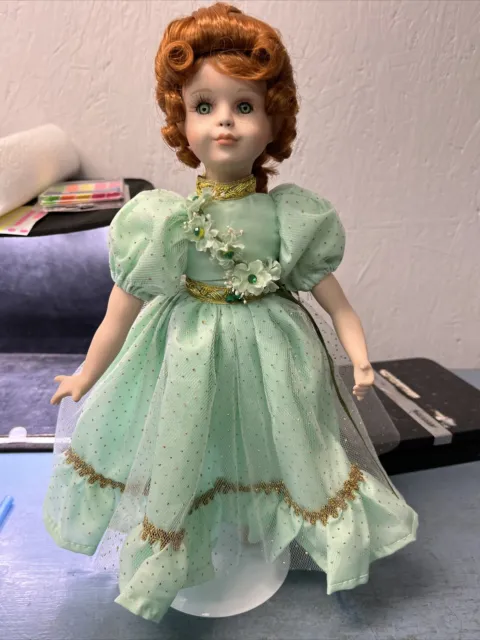 Paradise Galleries Treasury Collection Porcelain Redhead Doll W/Green Dress. AD