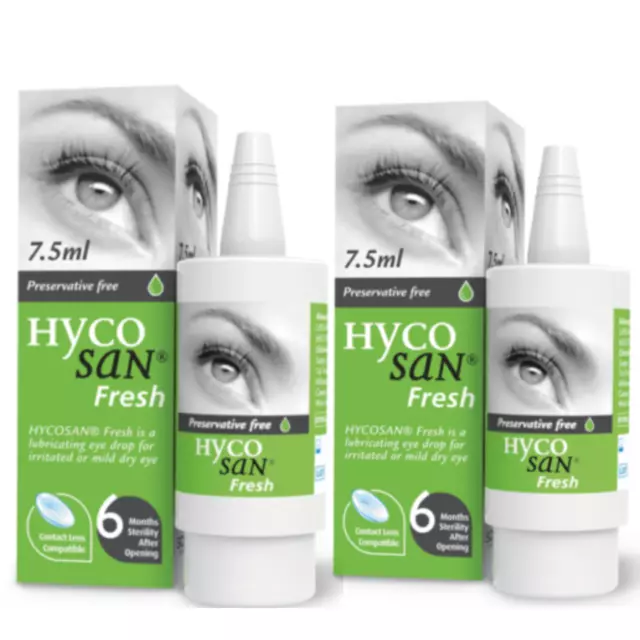 Gotas para ojos secos sin conservantes frescos Hycosan - 7,5 ml elige paquete 1/2/3 3