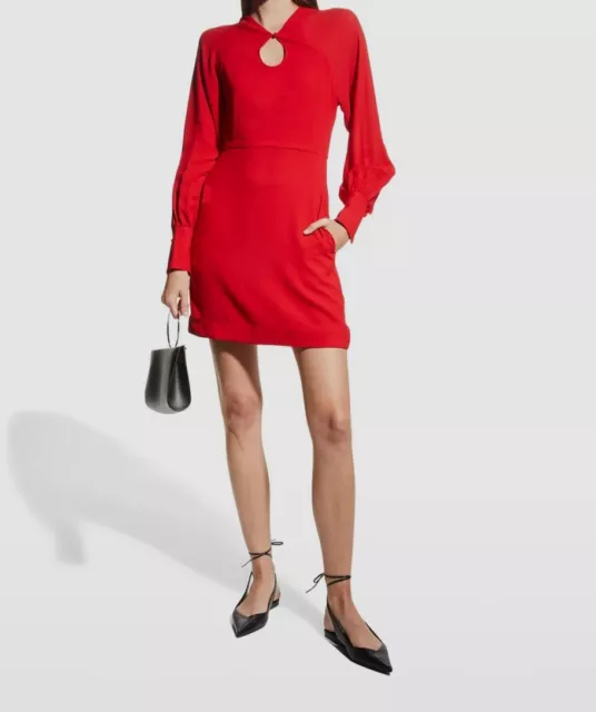 $1395 Stella McCartney Women's Red Lillian Keyhole Mini Dress Size IT 40/ US 4