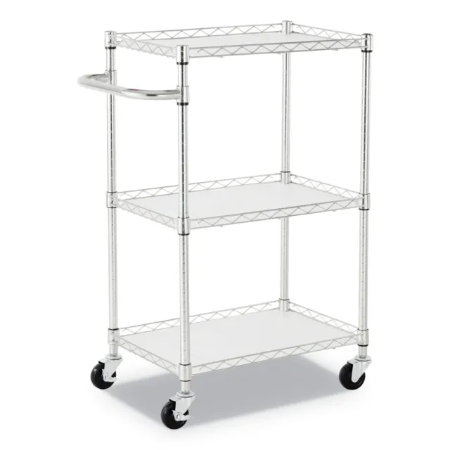 Alera 500 lbs. Capacity 3-Shelf Wire Cart with Liners - Silver