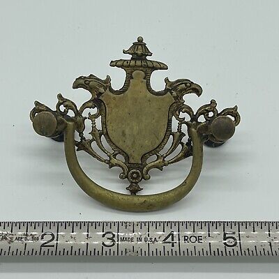 Genuine Antique Cast Brass Drawer Pulls Dresser- w/ Hardware Bail Pull