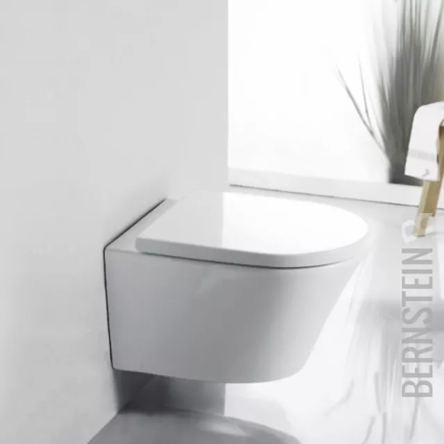 Spülrandlos Wand Hänge WC Design Toilette Tiefspüler Soft Close Sitz abnehmbar