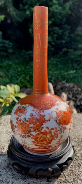 Hagiyaki Sundo Flower vase. Oribe Phoenix. with a Kutani  ware. ktn-k7-1250