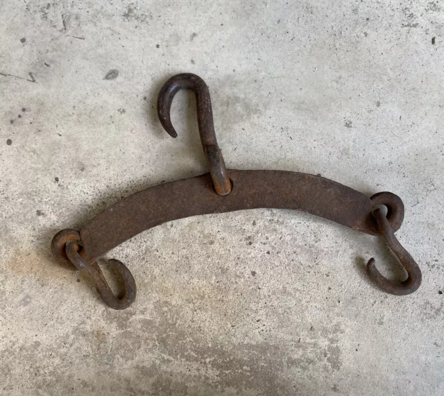 Antique Butcher Hook, primitive double hook, Meat Hanger butcher meat hook