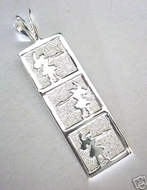 12mm 925 Sterling Silver Hawaiian 3 Raised High Polish Hula Dancers Bar Pendant