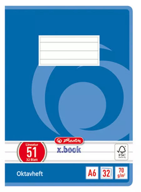 Herlitz Oktavheft x.book DIN A6 liniert 70 g/qm 32 Blatt