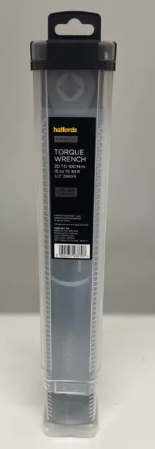 Halfords Advanced Torque Wrench Model 100 488703 Torque Range from 20 - 100Nm