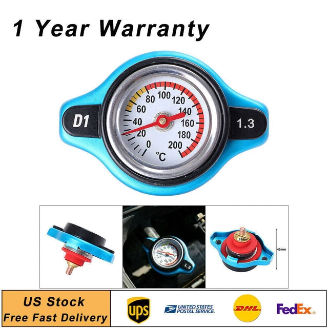 For Kia Hyundai 1.3 Bar Radiator Cover Cap w/Thermometer Water Temperature Meter