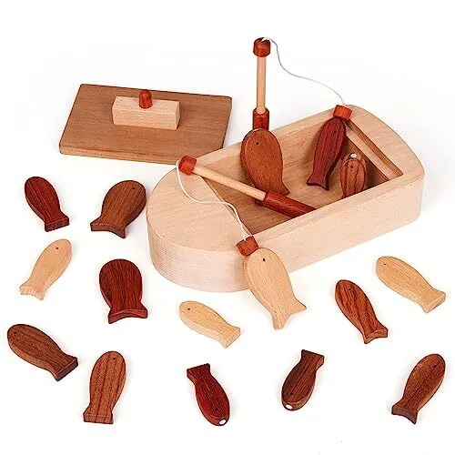 DIAODEY WOODEN MAGNETIC Fishing Game for Toddlers, Montessori Fine
