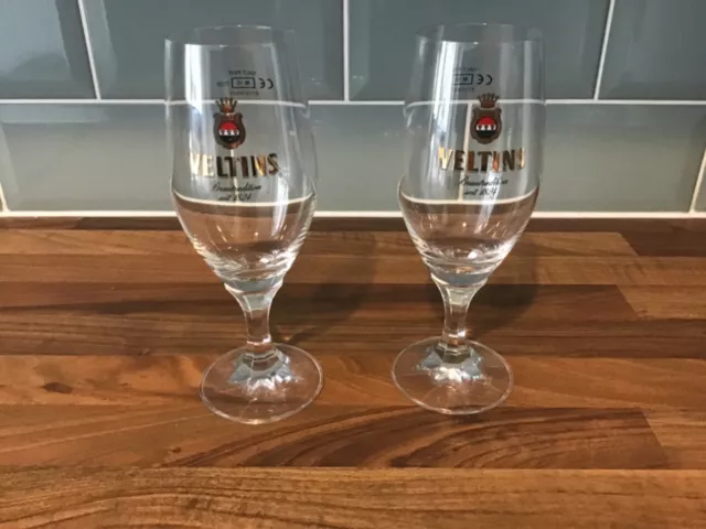 2 x Veltins German Beer 1/2 Pint Stemmed Glasses Ritzenhoff. New