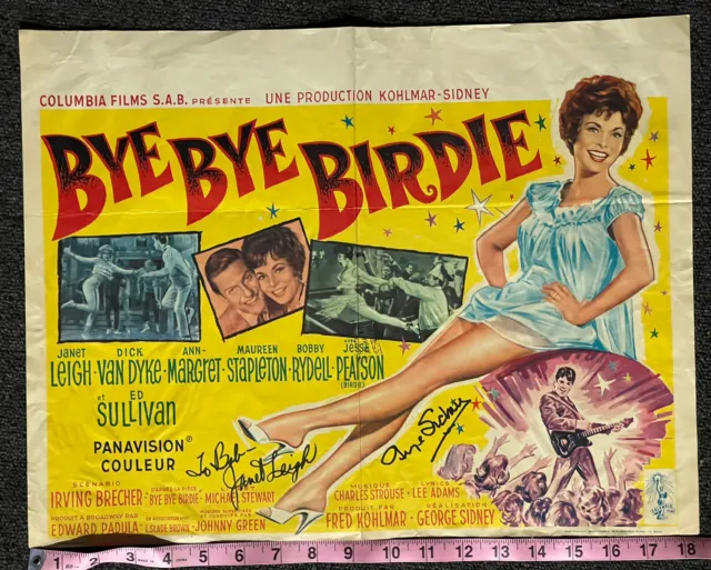 BYE BYE BIRDIE 1963 Belgium U25D Film Poster SIGNED Janet LEIGH George SIDNEY