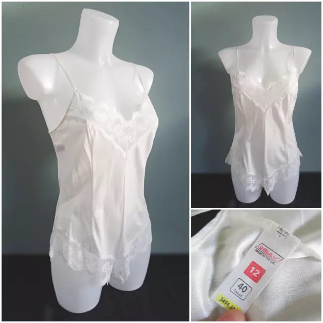 Tuta orsacchiotto vintage anni '80 San Michele avorio corpo in raso pizzo donna 34" busto