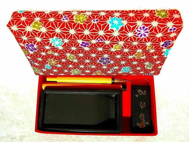 Japanese Compact Calligraphy & Ink Painting Set Washi paper box Shishodo  Shodo