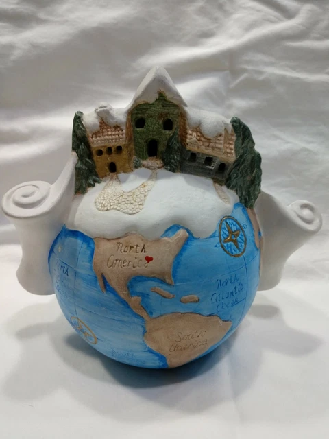Vintage Ceramic Globe North Pole Christmas Village Good Boy & Girl List
