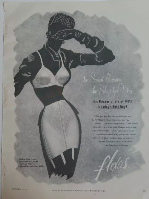 1952 women's H&W high waist hide n sleek girdle garters bra vintage ad