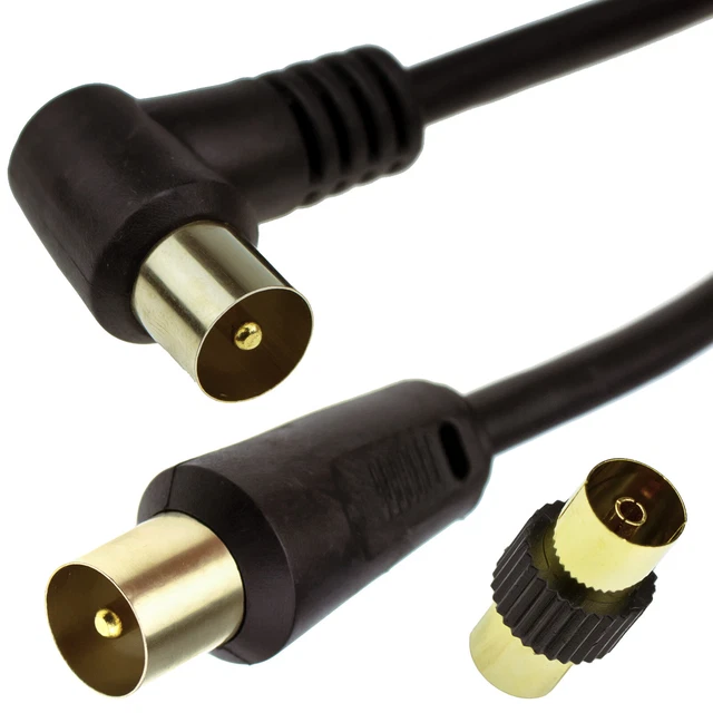 2x GOLD TV Aerial Male Connectors Coaxial Coax RF Cable Plug Freeview Grip End~p57802507