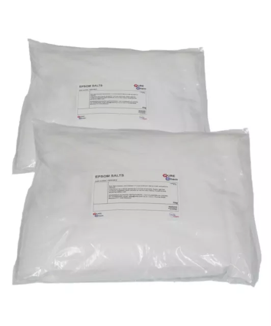 EPSOM SALTS | 2 x 1KG IN TOTAL 2KG FOOD GRADE | Magnesium Sulphate Bath Salts