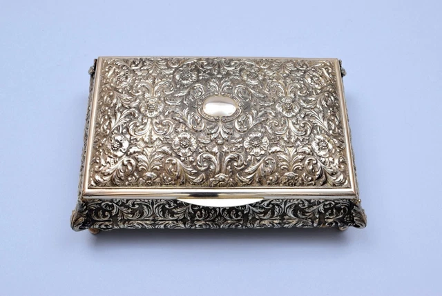 Beautiful Solid Silver Repousse Jewelry Box
