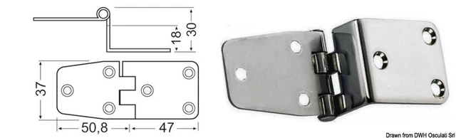 Charnière Inox 97,8x37 MM Marque Osculati 38.441.84