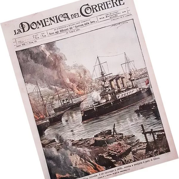 domenica del corriere 1905 n°29 ● CORAZZATA POTEMKIN PORTO DI ODESSA