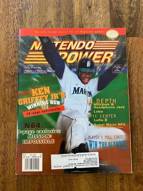 Vintage 1996 Nintendo Power Magazine #84 Ken Griffey Jr w/ Mario Cards + Poster