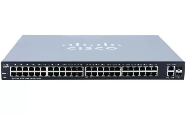 🌟 CISCO SG220-50P Switch 24x 10/100/1000 Gigabit POE+ RJ45 2x RJ45/SFP RACK VAT