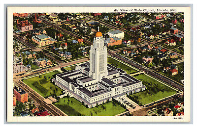 Postcard NE Air View State Capitol Lincoln Neb. Nebraska