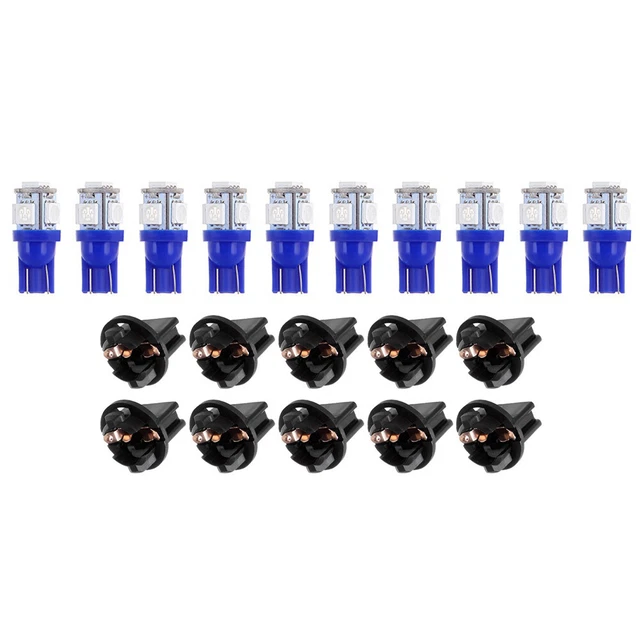 10pc 194 Socket T10 5-5050SMD Instrument Panel Cluster Light Bulb Dashboard Plug