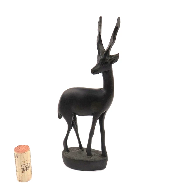 Midcentury 6" Hand Carved Dark Wood Antelope Figure