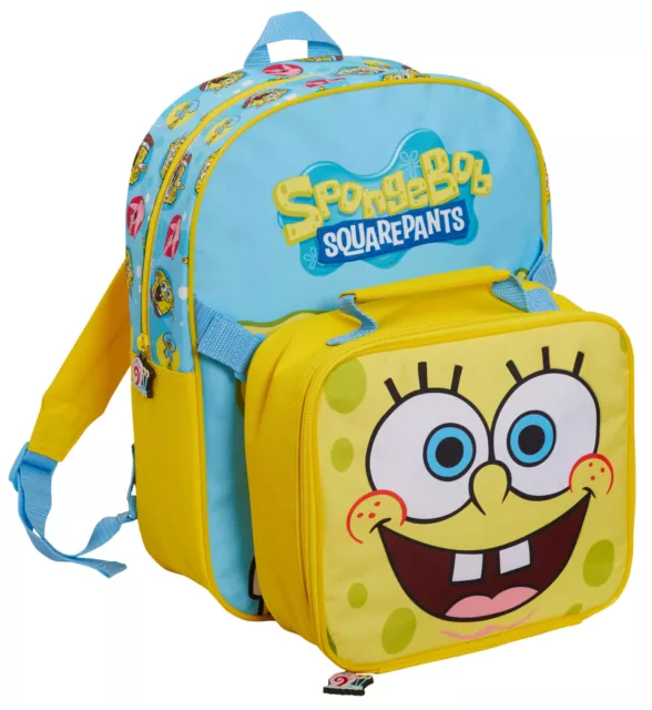 SpongeBob SquarePants Backpack + Detachable Lunch Bag Boys Girls School Rucksack