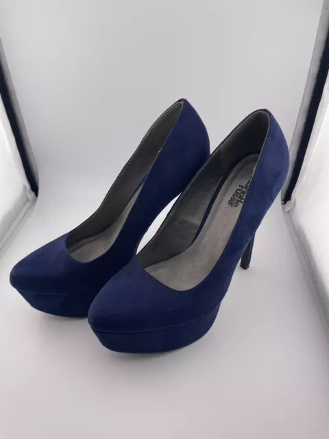 Womens Blue Suede Heels platform Pumps Sexy Charlotte Russe size 6 Stiletto 5 in