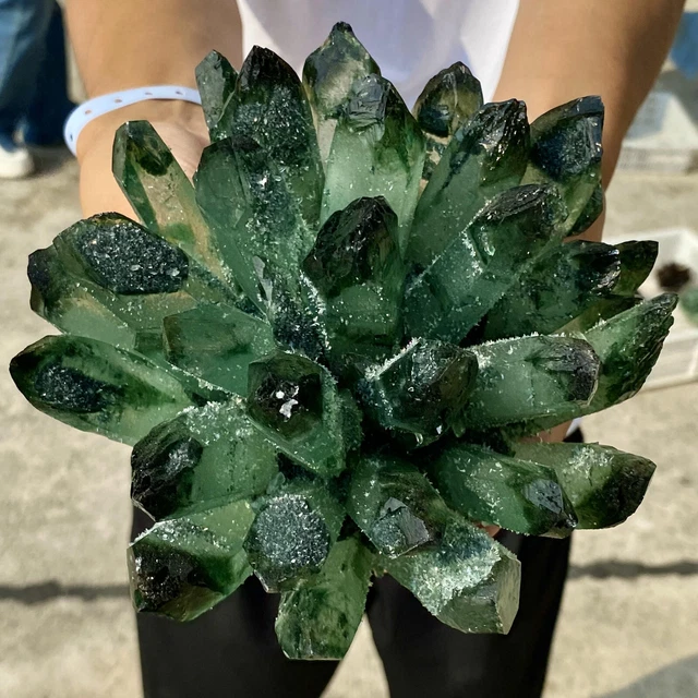 4.6LB New Find Green Phantom Quartz Crystal Cluster Mineral Specimen Healing 11