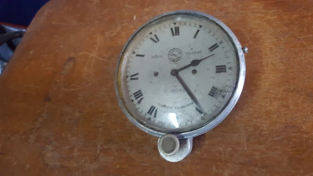 Horloge De Bord Voiture Ancienne - Mécanique 8 Jours - Diamètre 6.5 Cm - Bronze