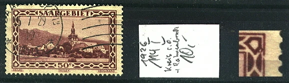 Saargebiet Landschaftsbilder 1927 Plattenfehler 114 I Kreis r.o.+Rahmenbruch ges