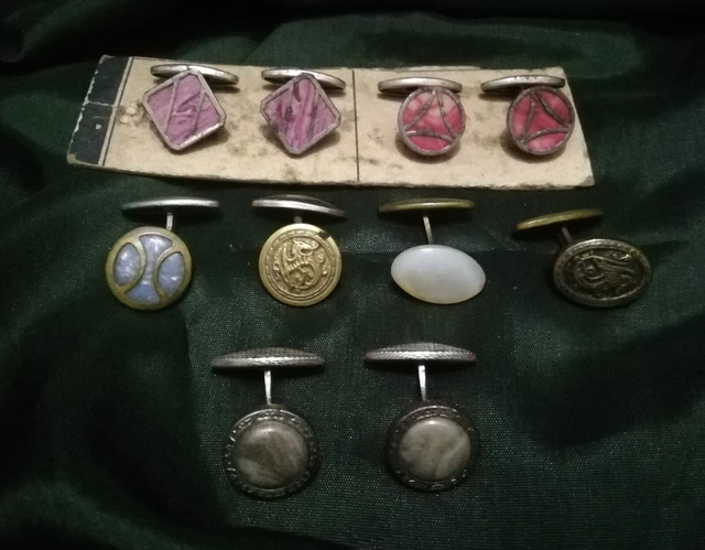 Boutons De Manchette Anciens Or De Tolède Et Lucite Effet Nacre - Bijoux Vintage Pour Chemise Homme | Lot #K1