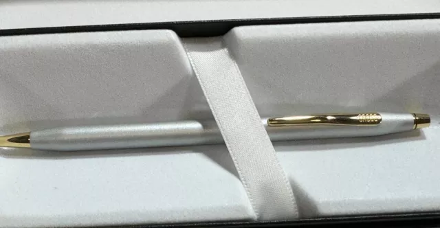 Cross Classic Century Ballpoint Pen Satin Chrome with Gold Appointments  NIB USA