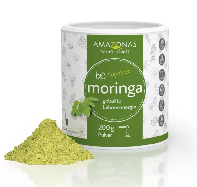 93,00 €/ kg  | Amazonas Naturprodukte BIO Moringa Blattpulver 200g Dose