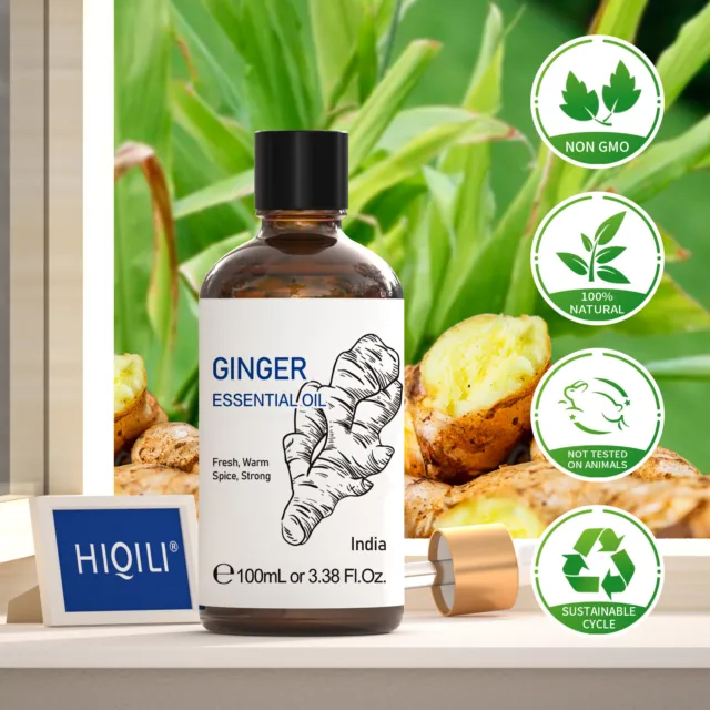 HIQILI Lymphatic Drainage Ginger Essential Oil Pure Natural Therapy Massage Oils