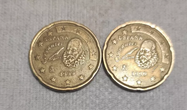 MONEDA DE España 20 CÉNTIMOS Cervantes 1999