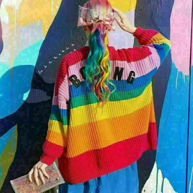 POP MS COAT Lazy Oaf Inspired Rainbow color Sweater BORING Cardigan Soft Jumper 26.40 PicClick UK