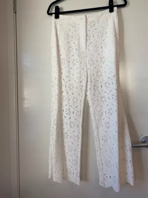 Zimmermann Gorgeous Roza Broidere-Anglaise Cotton Cropped Trousers Size 1 3