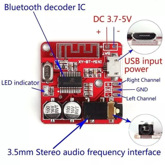 DIY Bluetooth 5.0 Audio Receiver Board Lossless Decoder Module Music 3.7-5V Nice