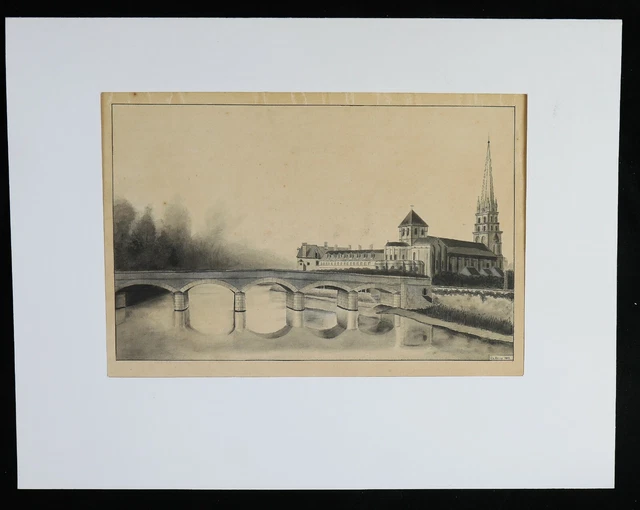 Ch. FREMY (19th) dated 1882 La Charité sur Loire? River Landscape France