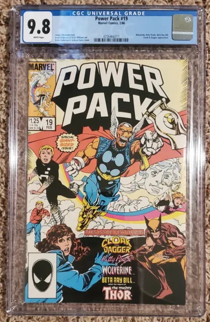 Power Pack 19 Cgc 9.8 Wp Wolverine Kitty Pryde Beta Ray Bill Marvel 1986